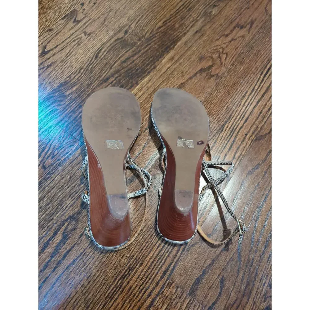 Tory Burch Snake Skin Flower Wedge Sandals